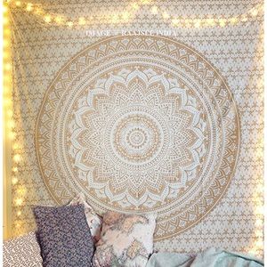 Gold and White Wall Tapestry